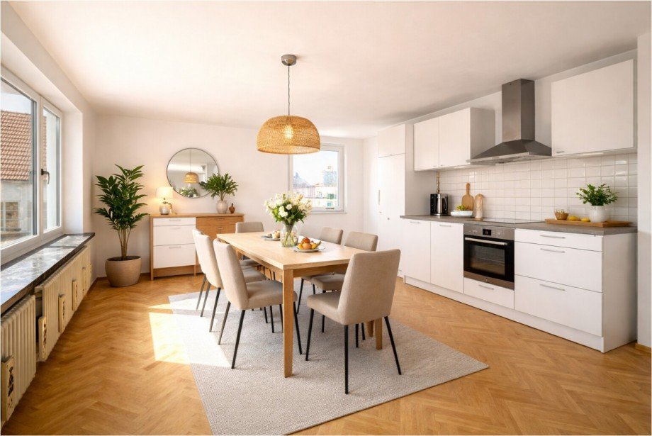 OG M�gliche K�che mit Essplatz Ausstattungsbeispiel Etagenwohnung Fischach