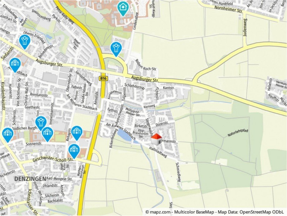 Kartenausschnitt Doppelhaush�lfte G�nzburg