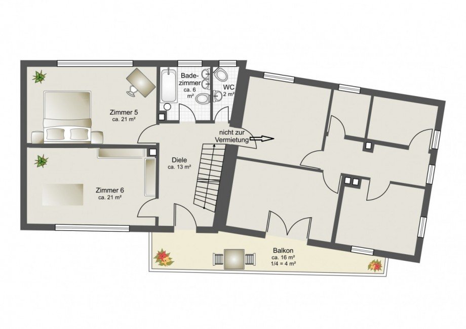 Obergeschoss Etagenwohnung Fischach