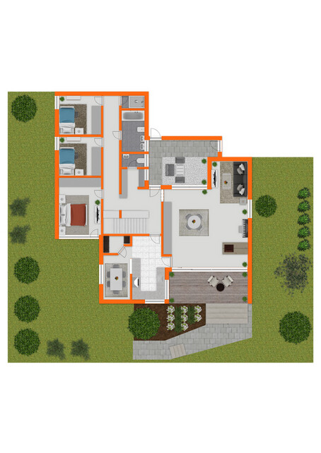 Grundriss EG mit Garten Ogulo Einfamilienhaus G�nzburg