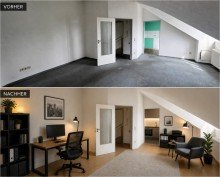 DG vorher nachher Mehrfamilienhaus mit Garage und Stellplatz - Wohnen oder investieren dank freiem DG