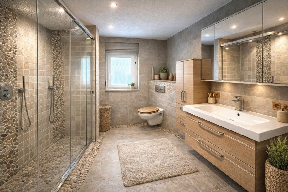 Badezimmer Einfamilienhaus Roggenburg / Schie�en