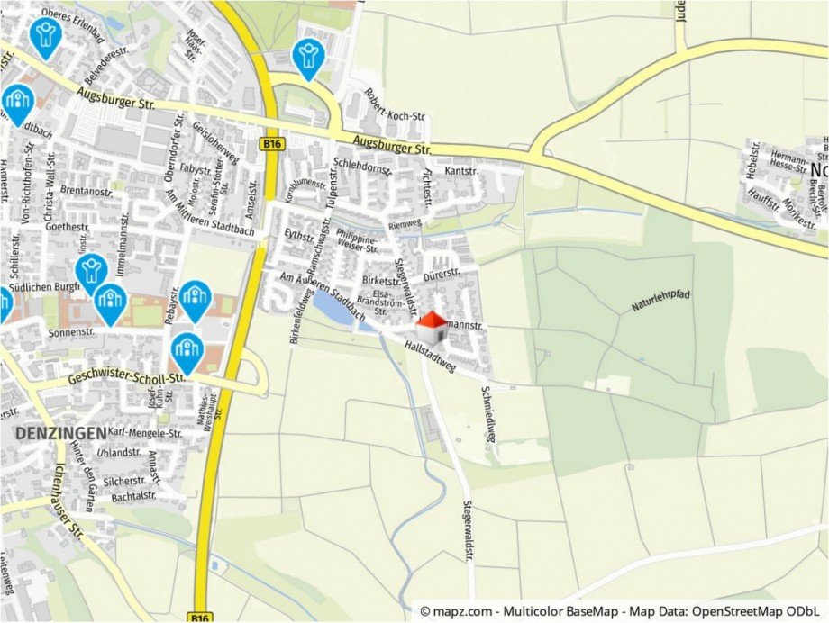 Kartenausschnitt Doppelhaush�lfte G�nzburg