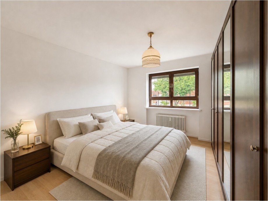 Schlafzimmer mit m�glicher Ausstattung Etagenwohnung Augsburg