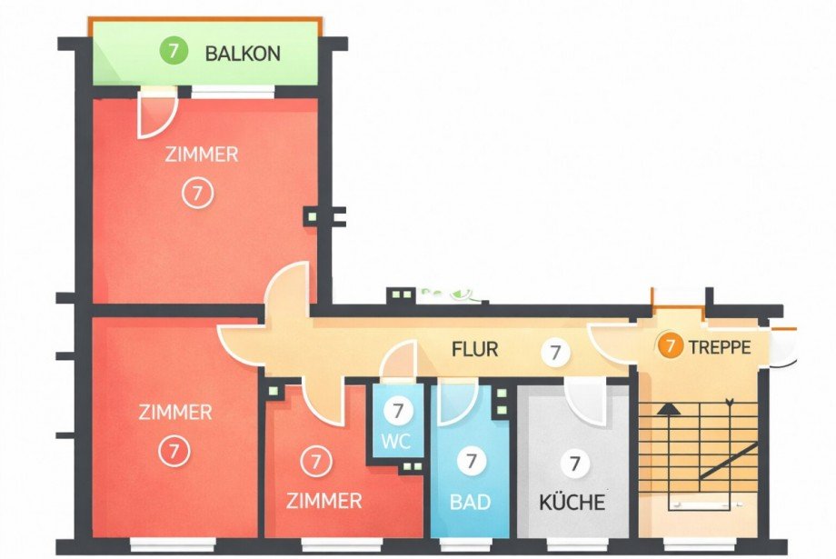 Grundriss unm�bliert Etagenwohnung Ulm / B�fingen