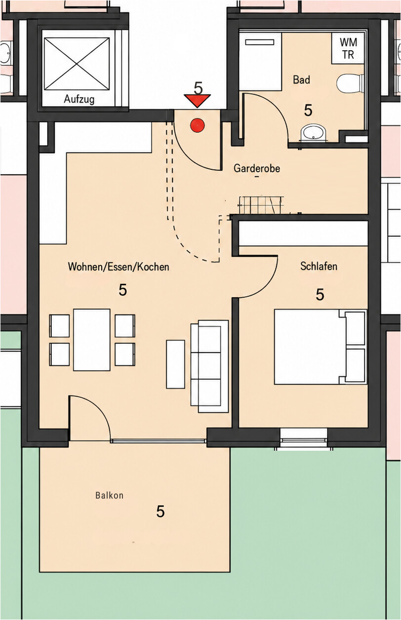 Grundriss Nr. 5 Etagenwohnung Wei�enhorn